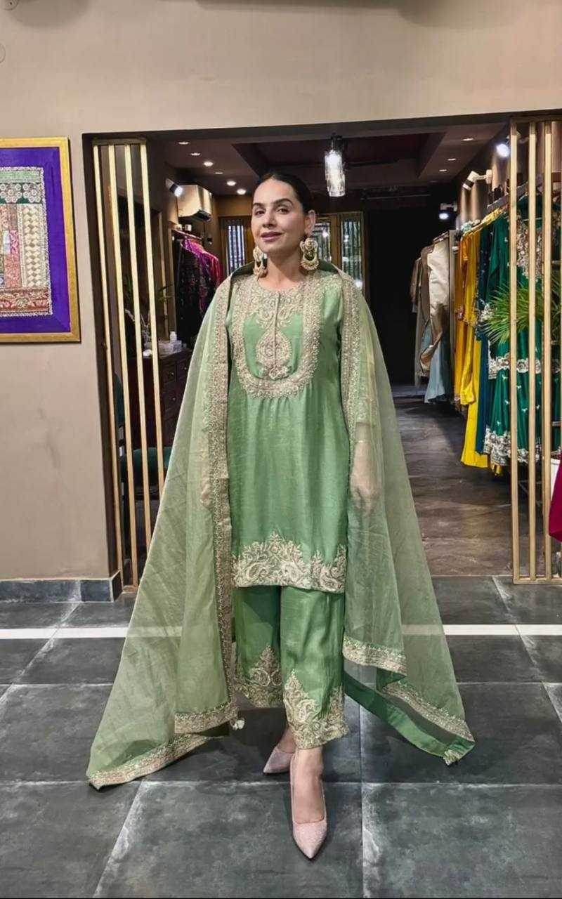 Chinon Silk Ladies Embroidery Designer Suit - MYLUXURY LANE ENTERPRISE